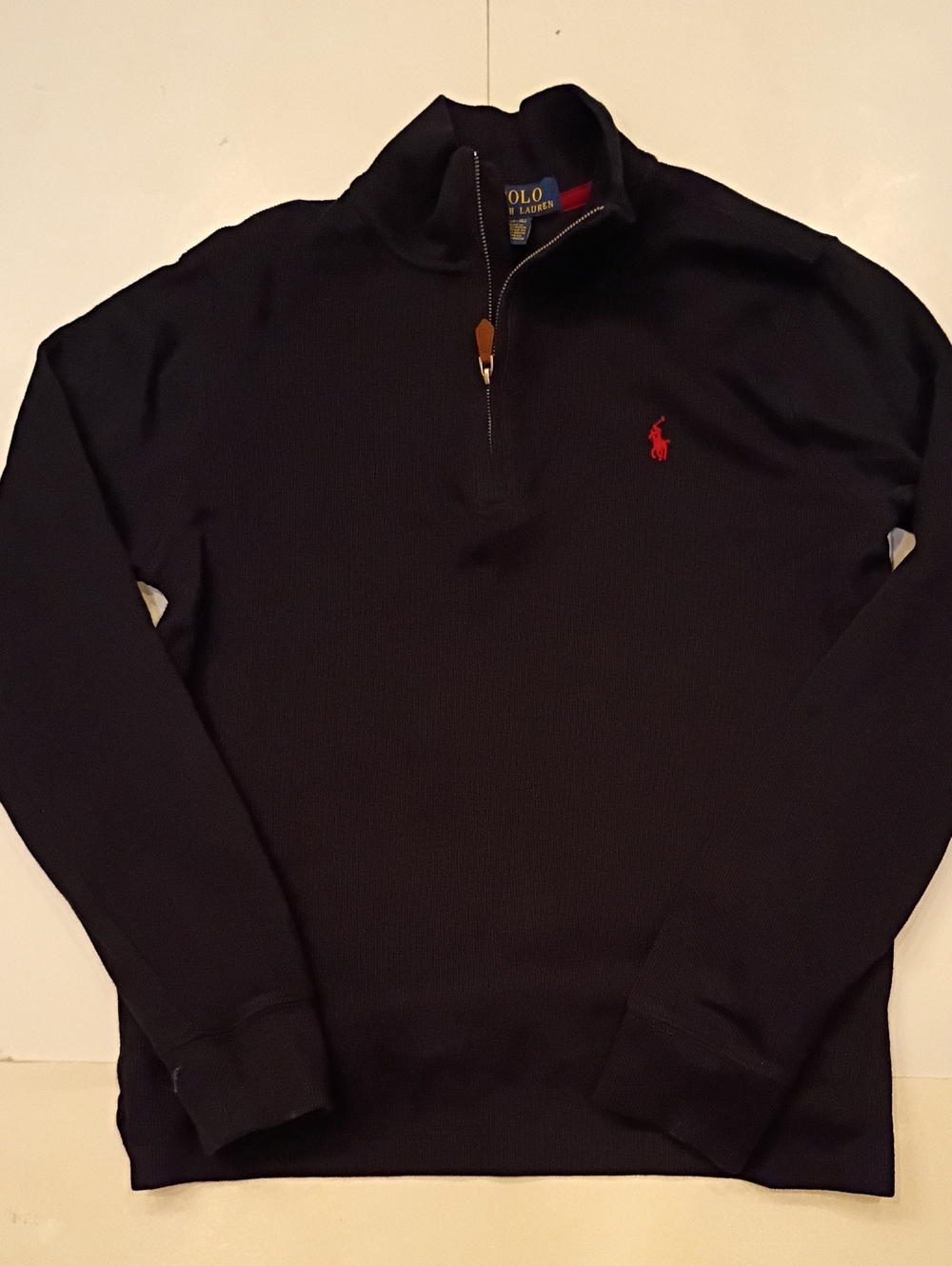 WORN 1X BOYS BLACK RALPH LAUREN QUARTER ZIP SZ L